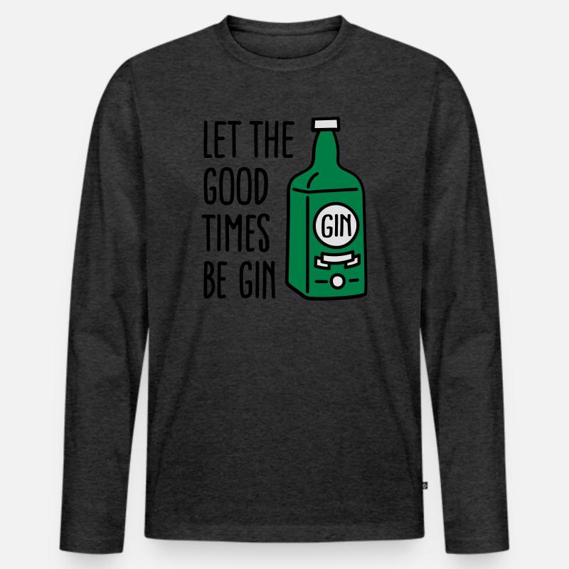 Let the good times be gin - Männer Premium Bio Langarmshirt - Anthrazit meliert