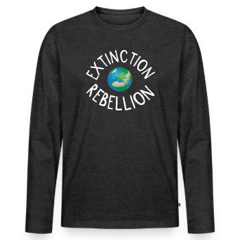 Extinction Rebellion Planet Erde weiss - Männer Premium Bio Langarmshirt - Anthrazit meliert - Vorne - Nico (187cm)