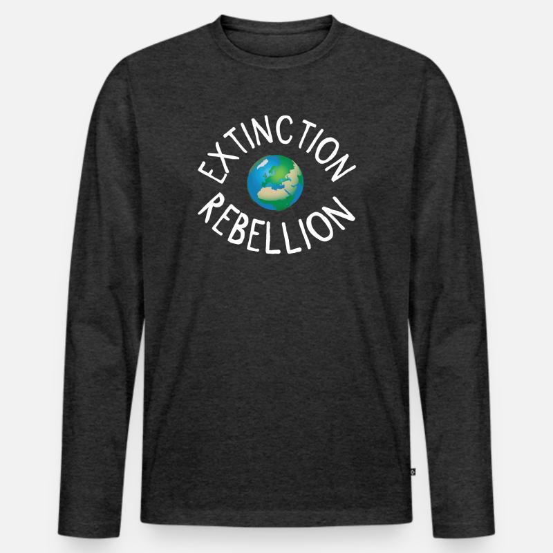 Extinction Rebellion Planet Erde weiss - Männer Premium Bio Langarmshirt - Anthrazit meliert