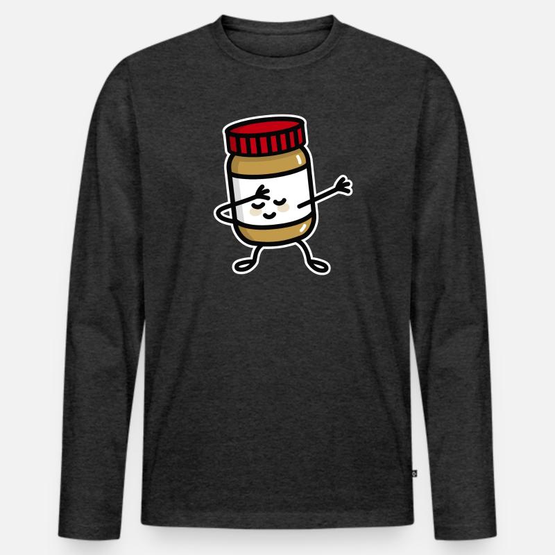 Dab Dabbing peanut butter jar - Männer Premium Bio Langarmshirt - Anthrazit meliert