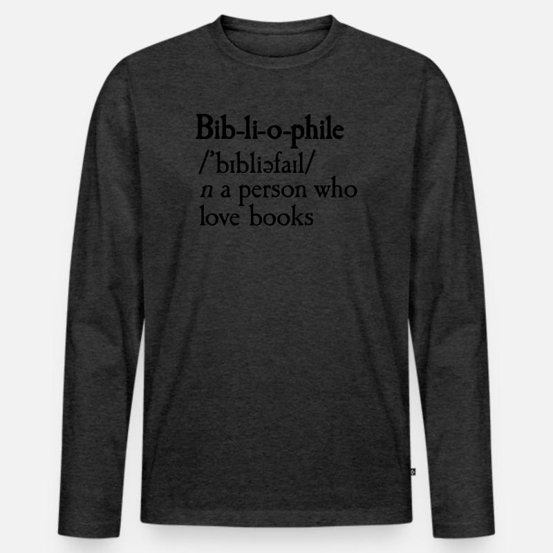 Bibliophile dictionary definition - Männer Premium Bio Langarmshirt - Anthrazit meliert