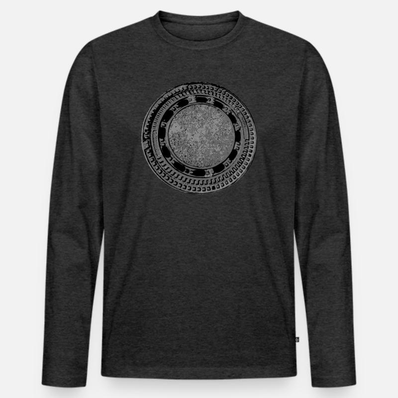 Dekor Gully Deckel - Männer Premium Bio Langarmshirt - Anthrazit meliert