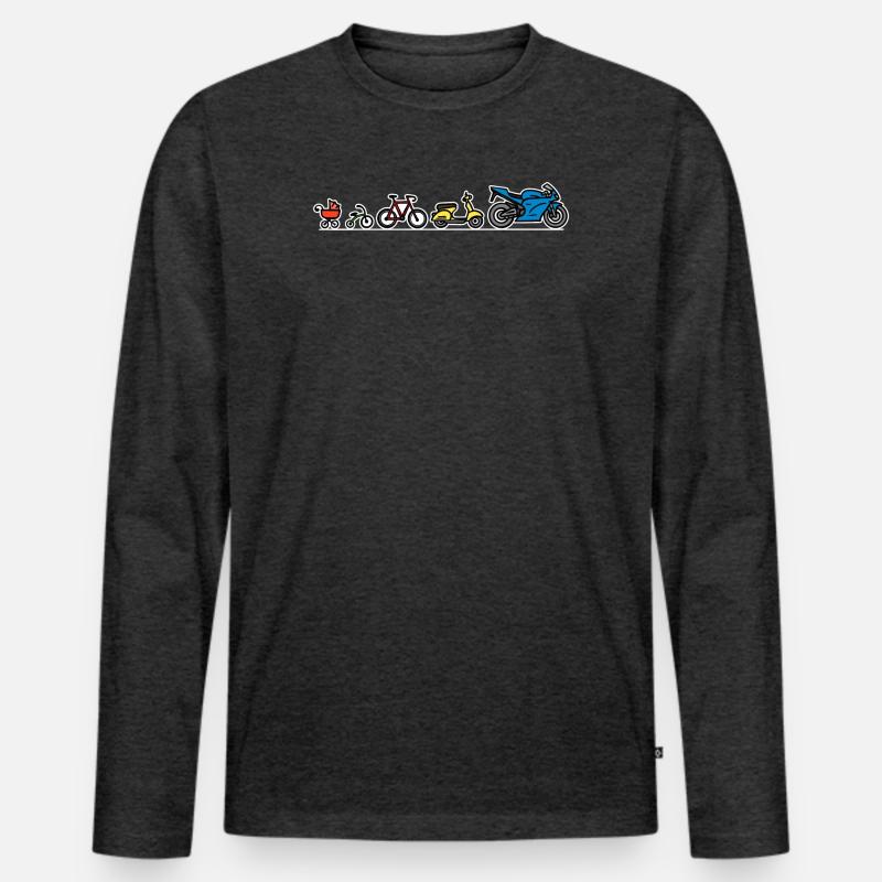 Biker Evolution Motorrad Entwicklung Fortschritt - Männer Premium Bio Langarmshirt - Anthrazit meliert