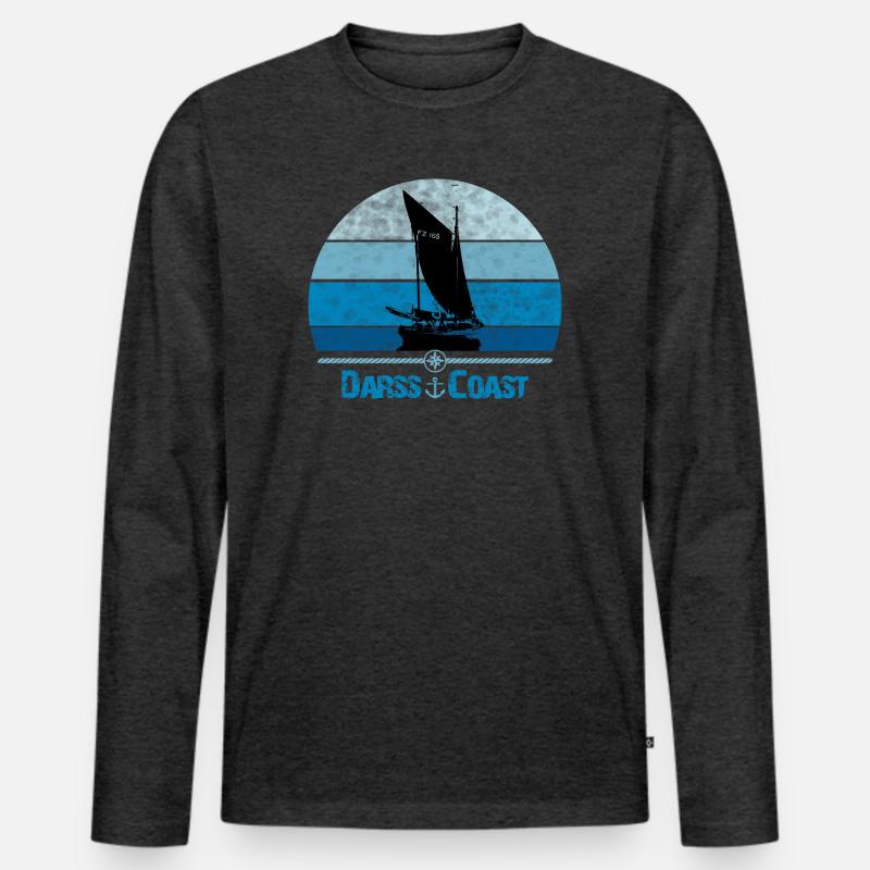Darss Coast mit Zeesboot - Männer Premium Bio Langarmshirt - Anthrazit meliert