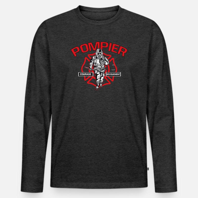 FIREFIGHTER Mut Engagement - Männer Premium Bio Langarmshirt - Anthrazit meliert