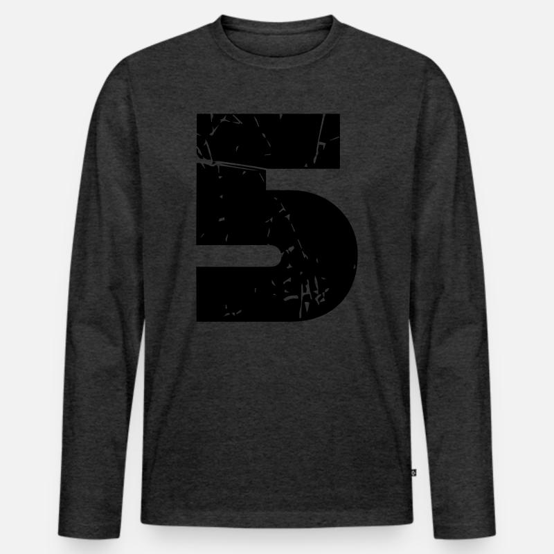 5 - Männer Premium Bio Langarmshirt - Anthrazit meliert
