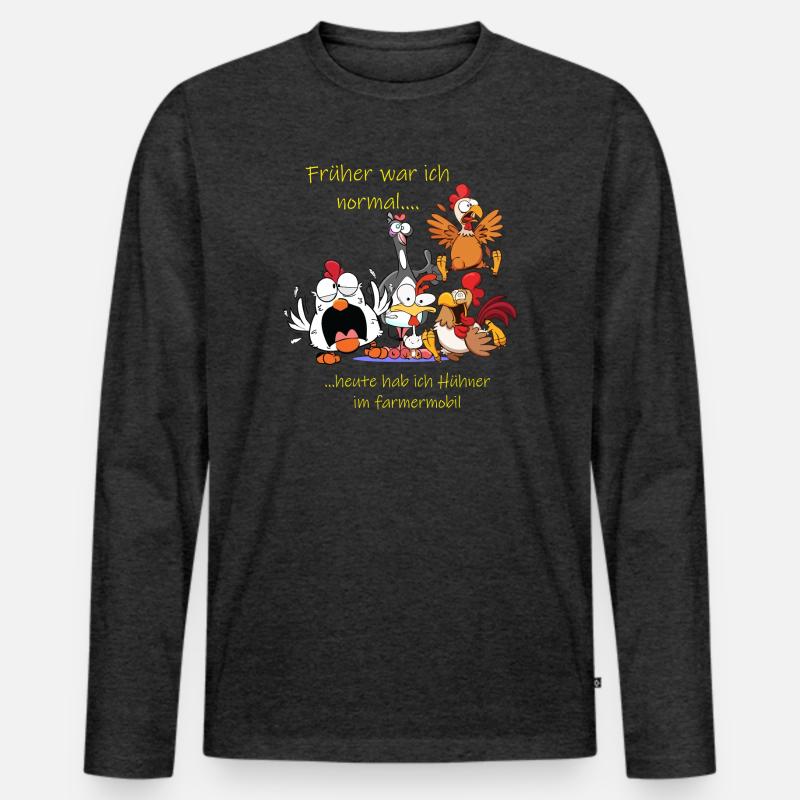 Früher war ich normal ---- Hühnershirt - Männer Premium Bio Langarmshirt - Anthrazit meliert