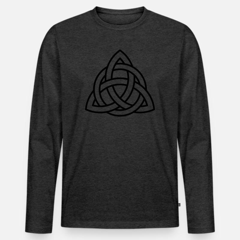 Keltisches Triqueta oder Triquetra-Symbol WEISS - Männer Premium Bio Langarmshirt - Anthrazit meliert