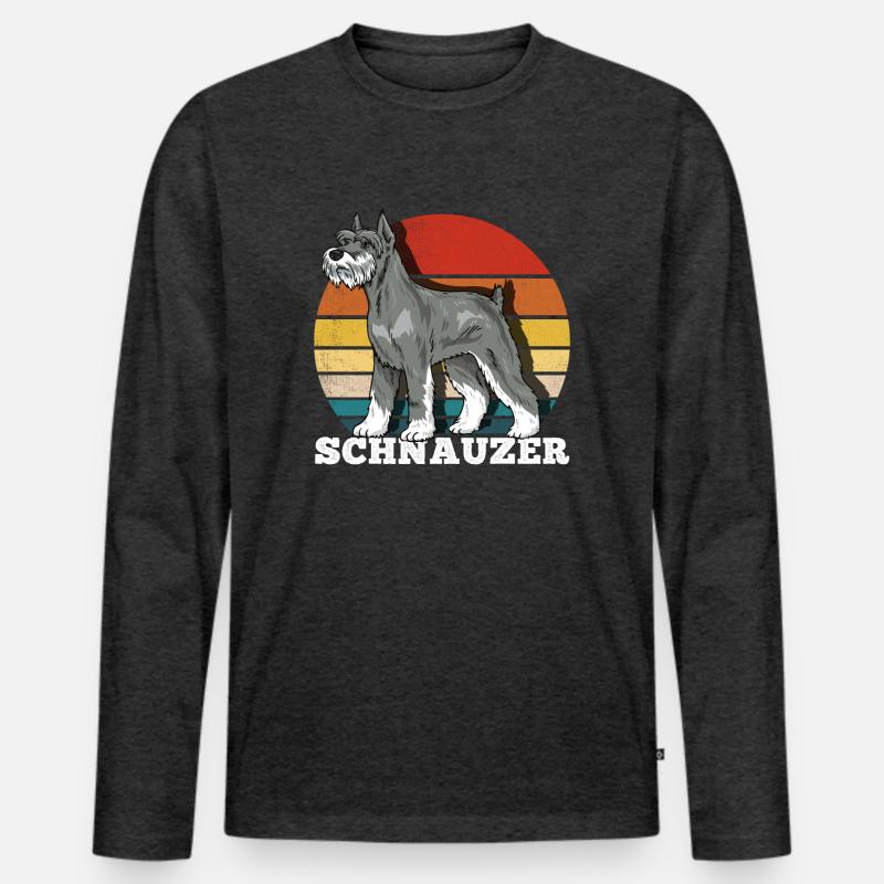 Schnauzer Retro - Männer Premium Bio Langarmshirt - Anthrazit meliert
