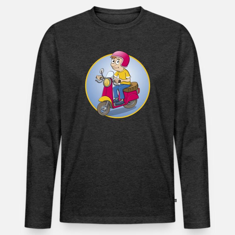 Der Rollerfahrer - Version1 - Männer Premium Bio Langarmshirt - Anthrazit meliert