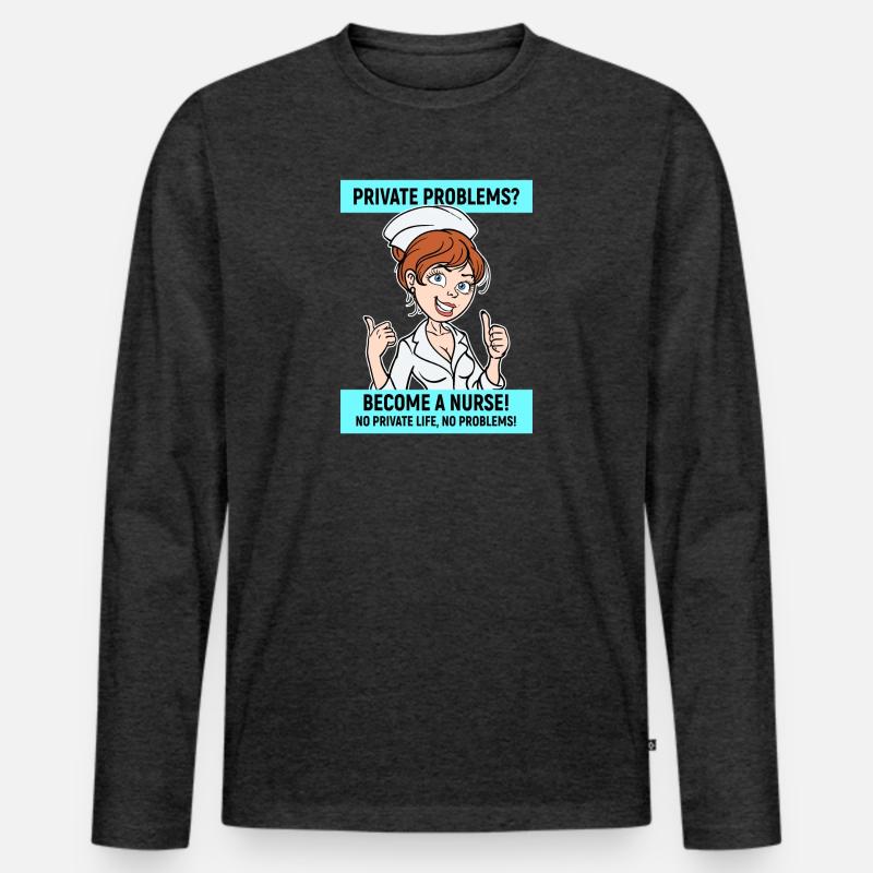 Krankenschwester Lustig Statement Pflegerin Beruf - Männer Premium Bio Langarmshirt - Anthrazit meliert