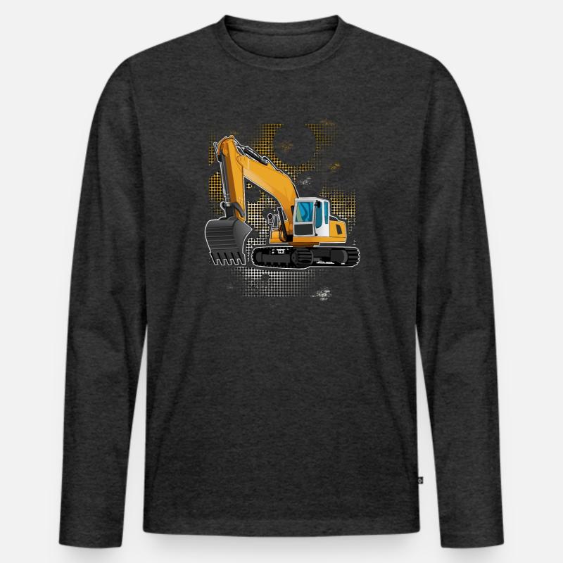 Bagger - Männer Premium Bio Langarmshirt - Anthrazit meliert