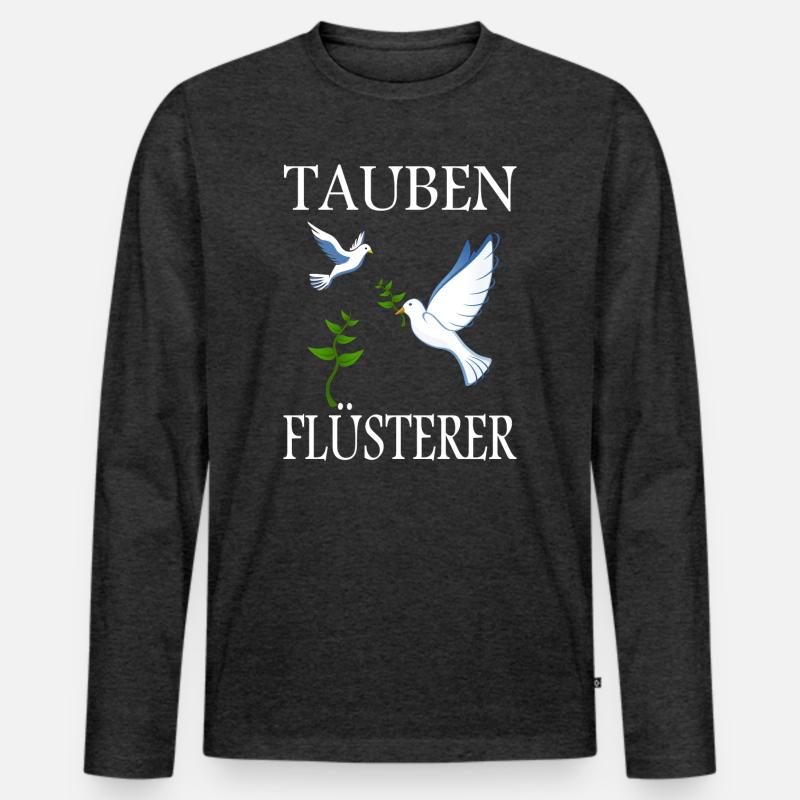 Tauben Flüsterer - Männer Premium Bio Langarmshirt - Anthrazit meliert