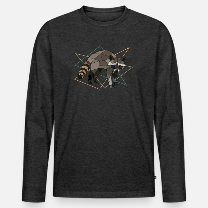 Waschbär - Männer Premium Bio Langarmshirt - Anthrazit meliert