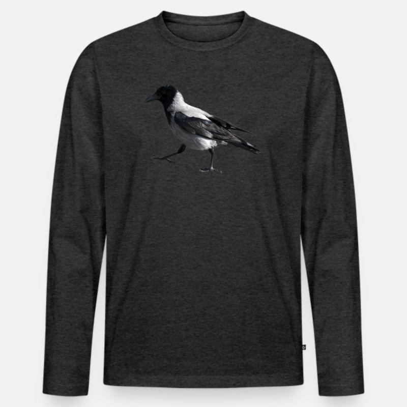 Ein kleiner Schritt durch eine Krähe - Männer Premium Bio Langarmshirt - Anthrazit meliert