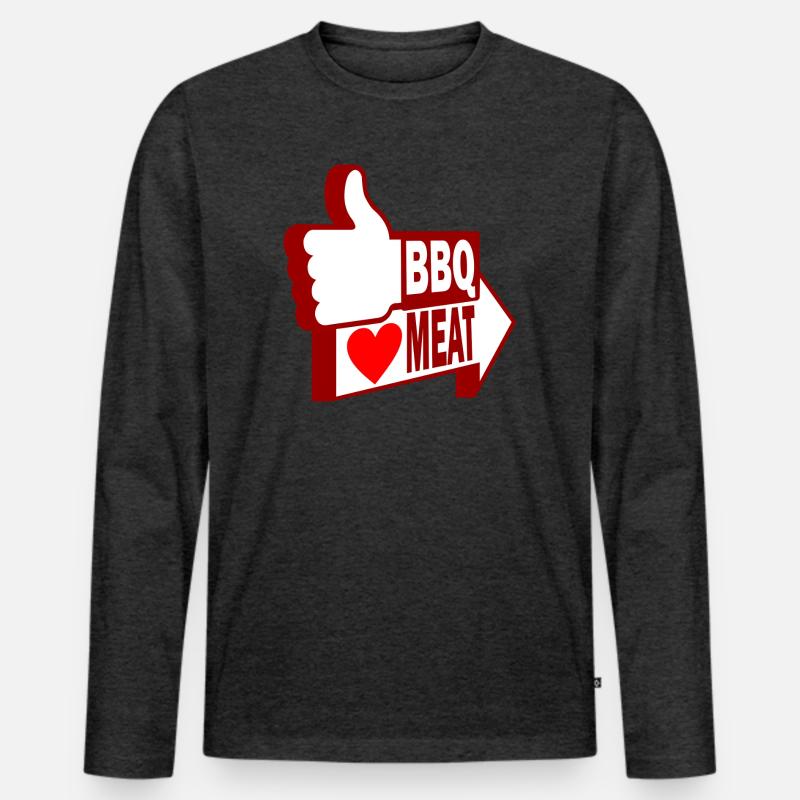 Wie BBQ, lieben Fleisch - Männer Premium Bio Langarmshirt - Anthrazit meliert
