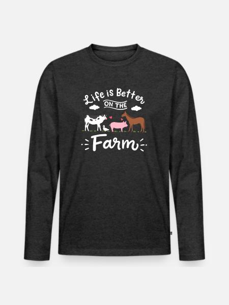 Bauernhof Landwirtschaft Nutztiere - Männer Premium Bio Langarmshirt - Anthrazit meliert