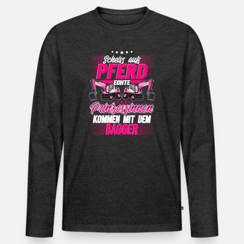 Baggerfahrerin - Männer Premium Bio Langarmshirt - Anthrazit meliert