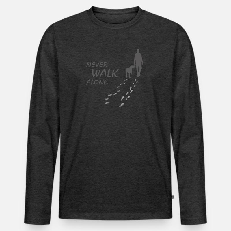 Hund - NEVER WALK ALONE Gassi - Männer Premium Bio Langarmshirt - Anthrazit meliert