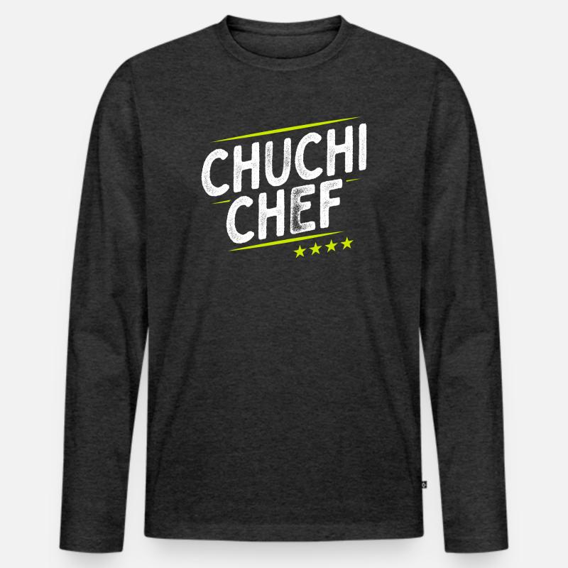 Küchenchef - Chuchi Chef - Schweizerdeutsch - Männer Premium Bio Langarmshirt - Anthrazit meliert