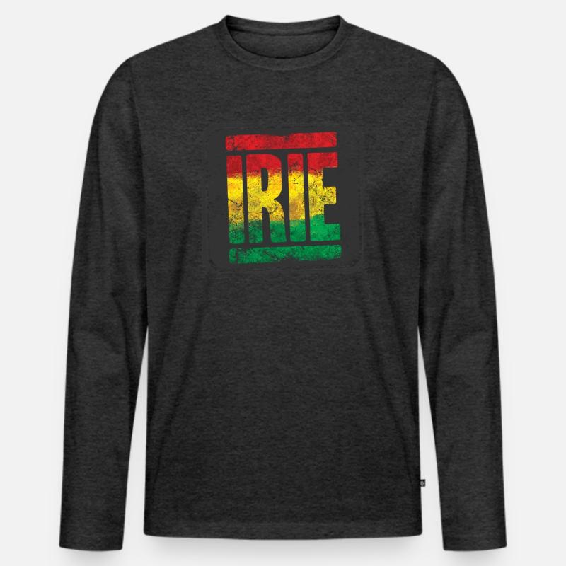 Authentisches Rasta-Design mit Farbverlauf - Männer Premium Bio Langarmshirt - Anthrazit meliert