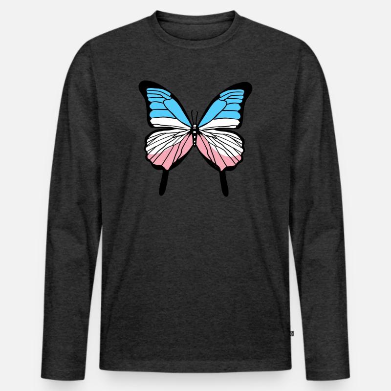 Trans Pride Schmetterling Transgender Pride - Männer Premium Bio Langarmshirt - Anthrazit meliert