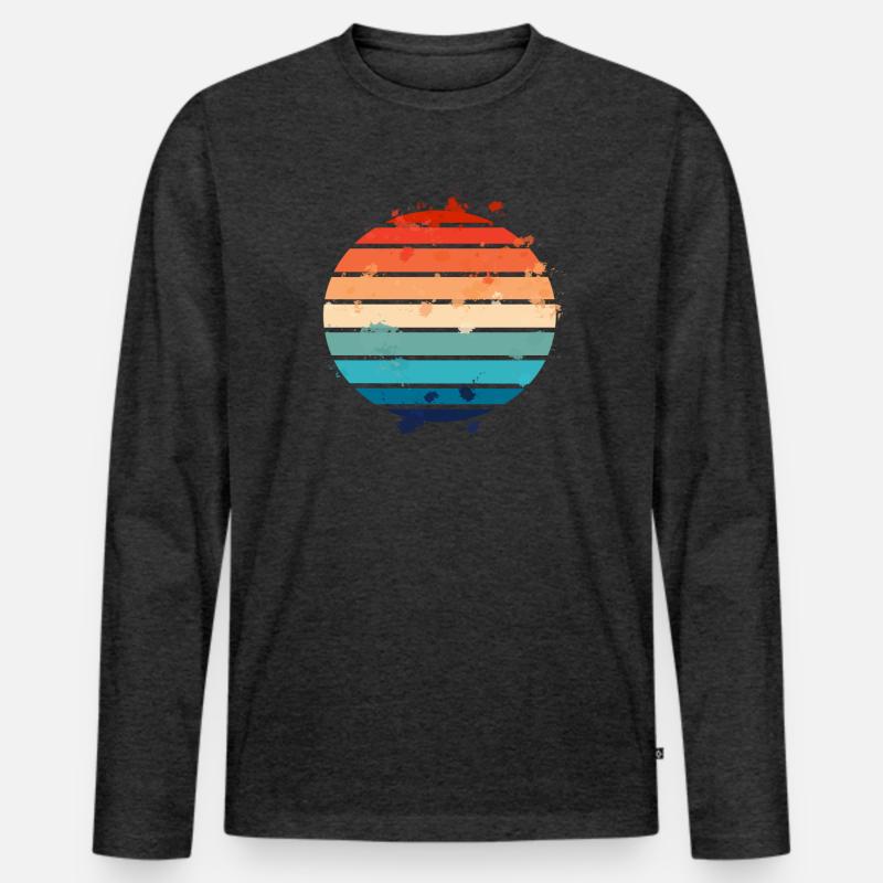 Splatter Retro Sunset - Männer Premium Bio Langarmshirt - Anthrazit meliert