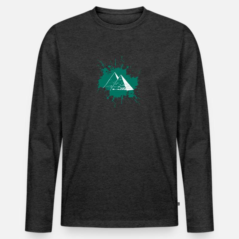 Splash Pyramiden - Männer Premium Bio Langarmshirt - Anthrazit meliert
