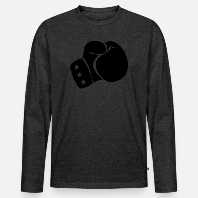 Boxhandschuh Boxen - Männer Premium Bio Langarmshirt - Anthrazit meliert