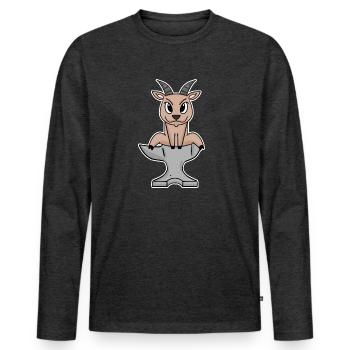 Bock auf Metal - Ziege Ziegenbock - T-shirt manches longues Premium bio Homme - anthracite chiné - Devant - Nico (187cm)