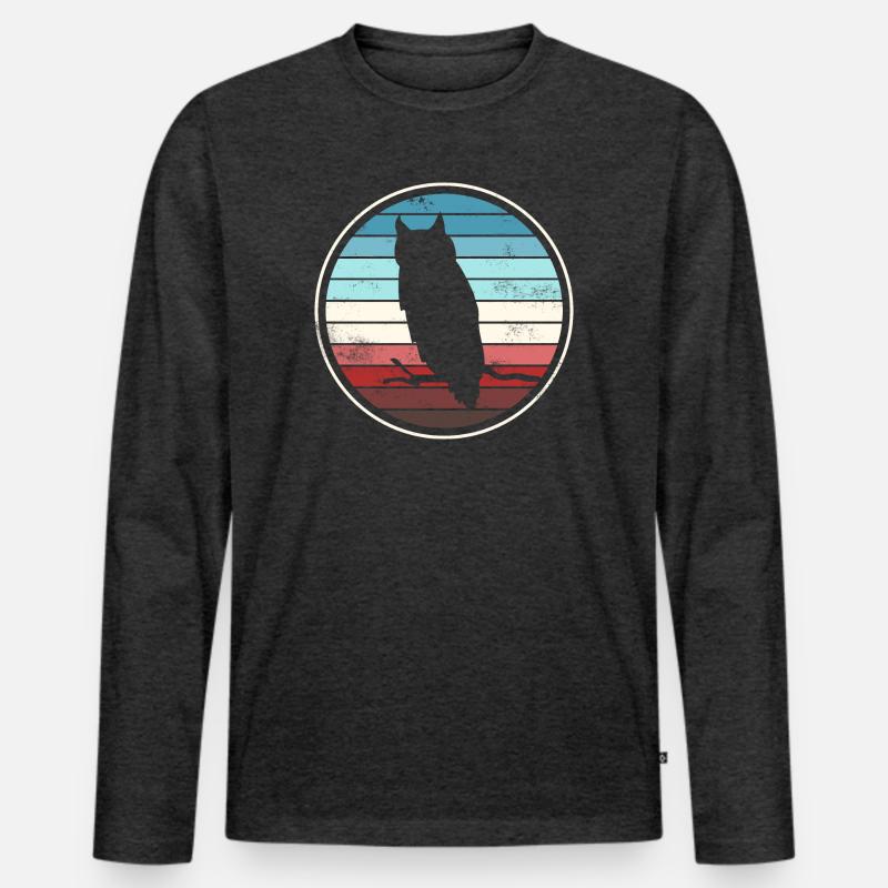 Eule Eulen - Männer Premium Bio Langarmshirt - Anthrazit meliert