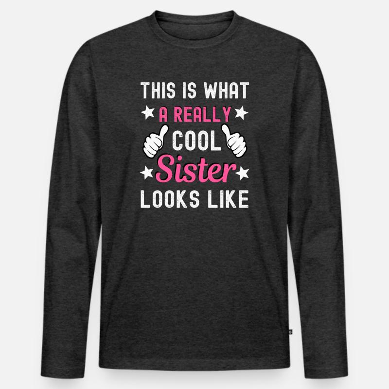 Schwester - Männer Premium Bio Langarmshirt - Anthrazit meliert