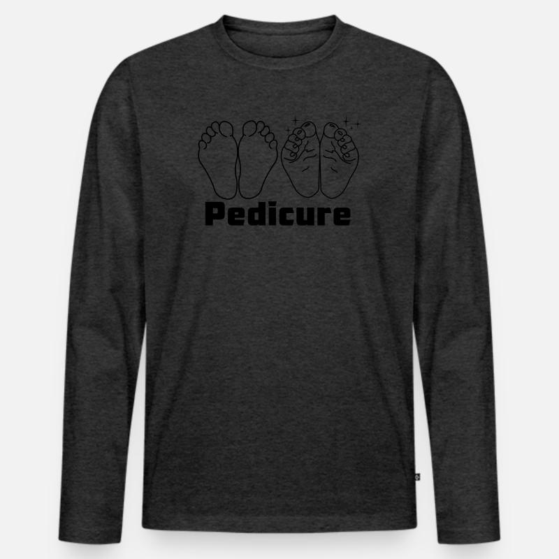 Füße mit Text Pediküre - Männer Premium Bio Langarmshirt - Anthrazit meliert