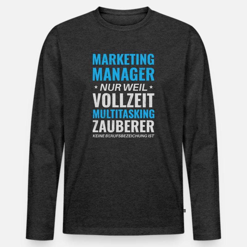 Marketing Manager – Multitasking Zauberer - Männer Premium Bio Langarmshirt - Anthrazit meliert