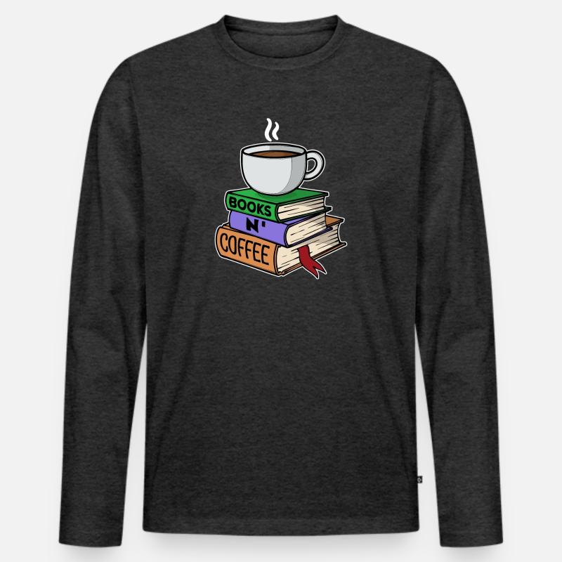 Kaffeetrinker Milchkaffee Kaffee Trinken Statement - Männer Premium Bio Langarmshirt - Anthrazit meliert