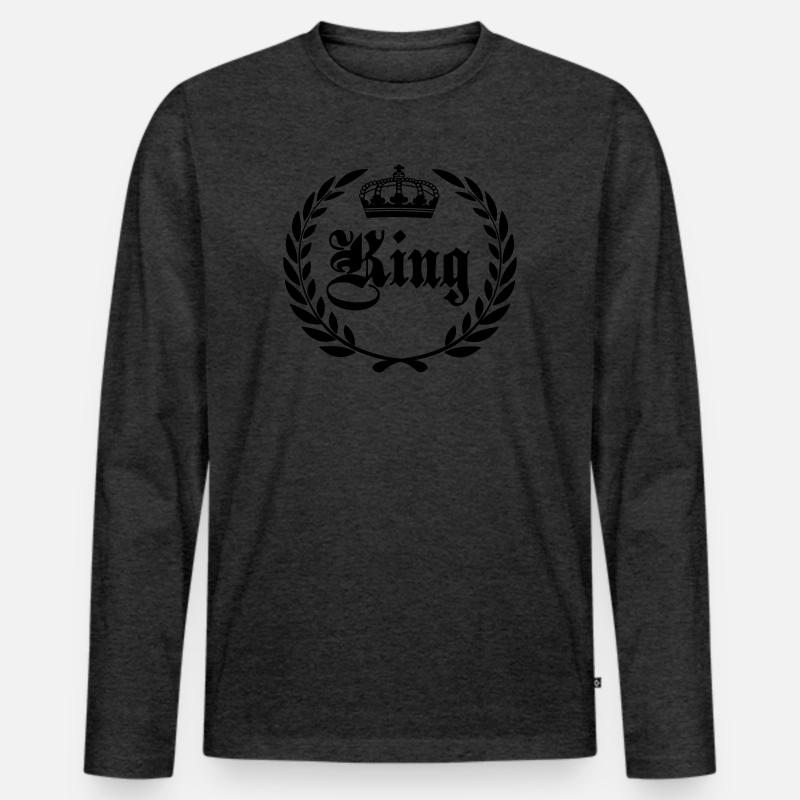 König - Männer Premium Bio Langarmshirt - Anthrazit meliert