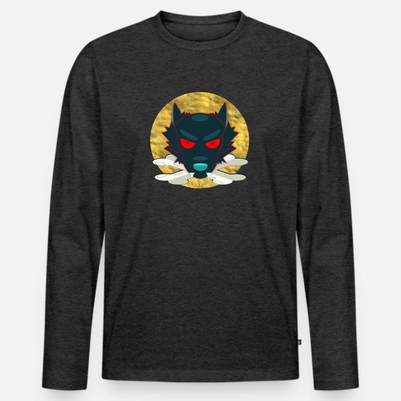 Wolf554 - Männer Premium Bio Langarmshirt - Anthrazit meliert