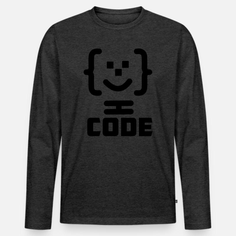 Main programmer code logo with text CODE Men's Premium Organic Long Sleeve Shirt