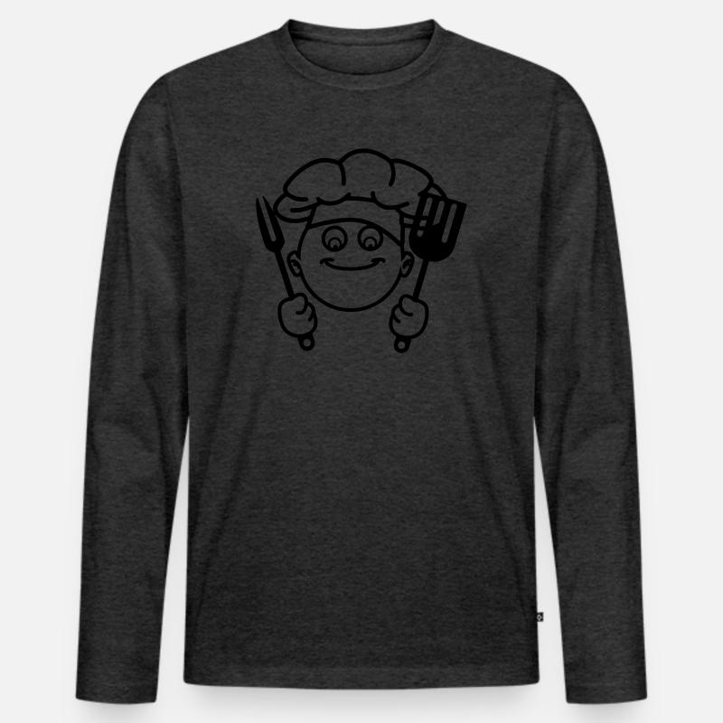BBQ kochen - Männer Premium Bio Langarmshirt - Anthrazit meliert