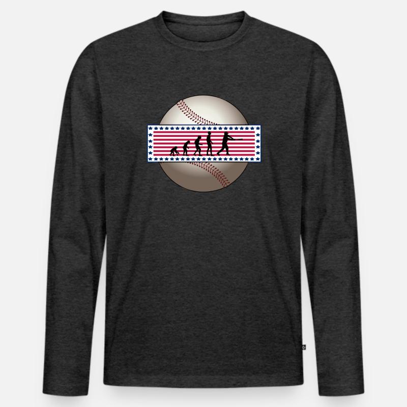 EVOLUTION BASEBALL SPORT USA GESCHENK - Männer Premium Bio Langarmshirt - Anthrazit meliert