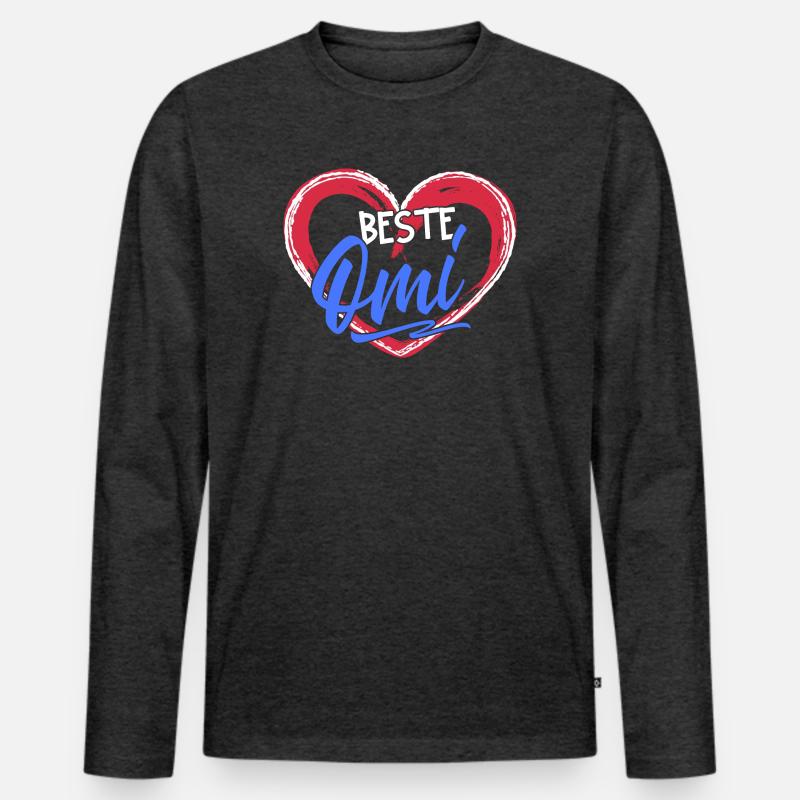 Großmama Glückwunsc Statement Beste Oma Großmutter - Männer Premium Bio Langarmshirt - Anthrazit meliert