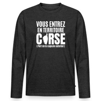 Corse, Corse humour, fierté Corse - T-shirt manches longues Premium bio Homme - anthracite chiné - Devant - Nico (187cm)