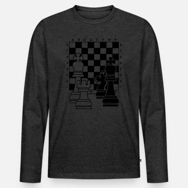 Schach2 - Männer Premium Bio Langarmshirt - Anthrazit meliert