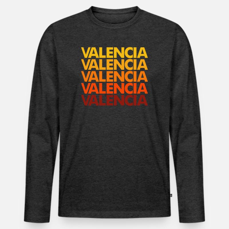 Valencia Gradient Schriftstapel - Männer Premium Bio Langarmshirt - Anthrazit meliert