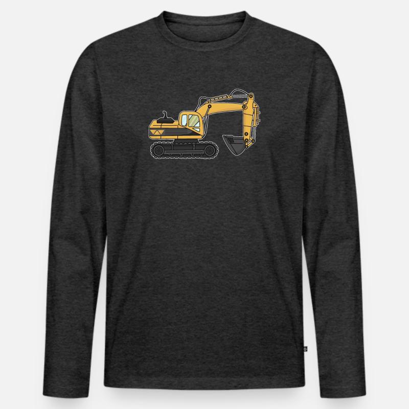 Bagger, Baustelle - Männer Premium Bio Langarmshirt - Anthrazit meliert