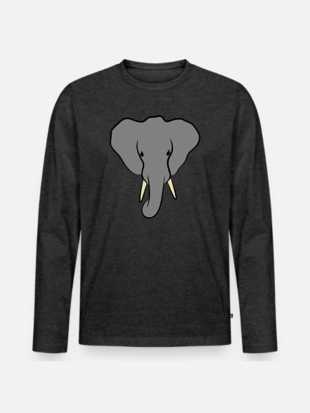 Elephant Head Minimalist - Men's Premium Organic Long Sleeve Shirt - heather anthracite