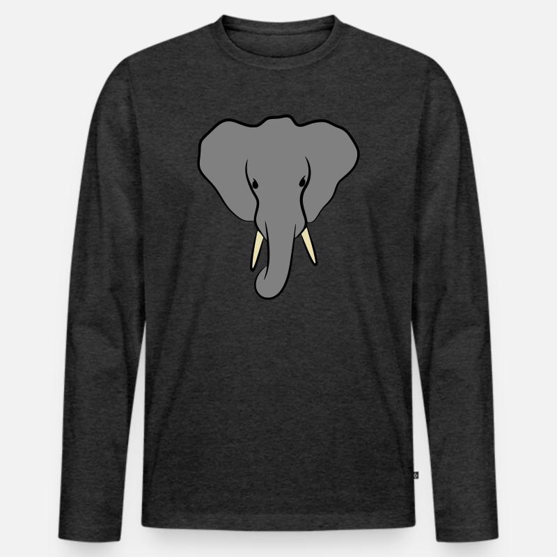 Elefantenkopf Minimalistisch - Männer Premium Bio Langarmshirt - Anthrazit meliert