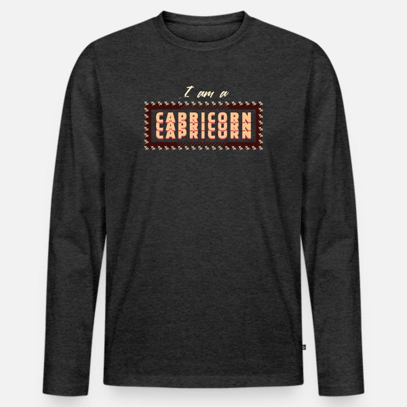 Steinbock Sternzeichen Cool Statement Horoskop - Männer Premium Bio Langarmshirt - Anthrazit meliert