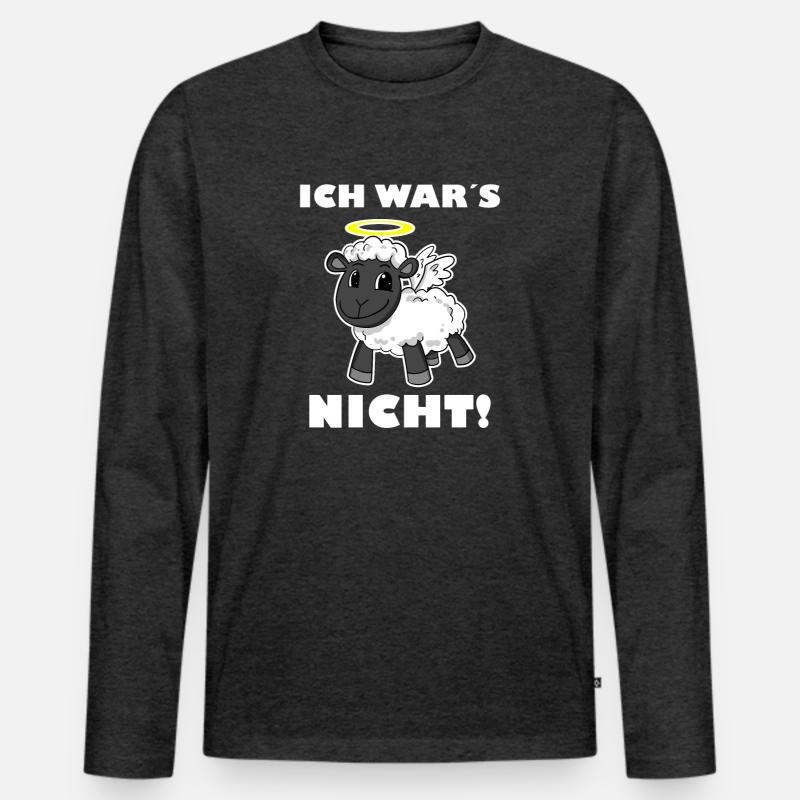 Schaf Engel - ich wars nicht - Männer Premium Bio Langarmshirt - Anthrazit meliert