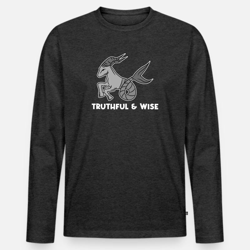 Aberglaube Steinbock Statement Horoskop Tierkreis - Männer Premium Bio Langarmshirt - Anthrazit meliert